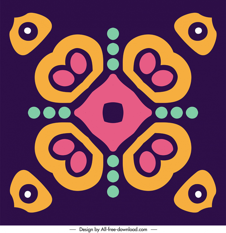 mandala pattern template flat symmetric geometrical shapes sketch