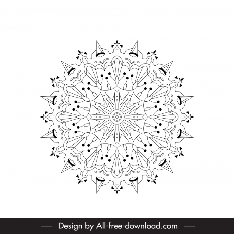  mandala sign icon black white symmetric illusion circle sketch