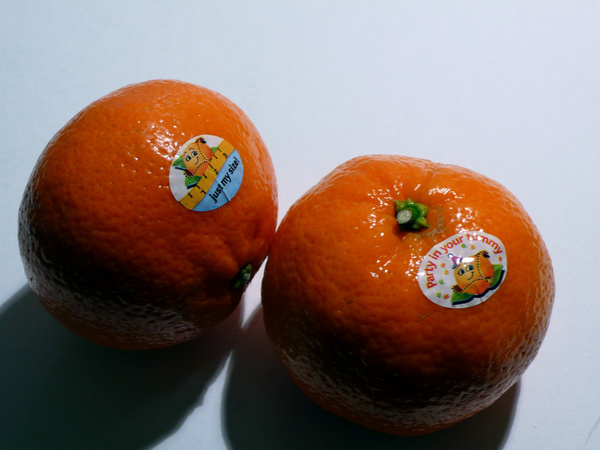 mandarins with stickers
