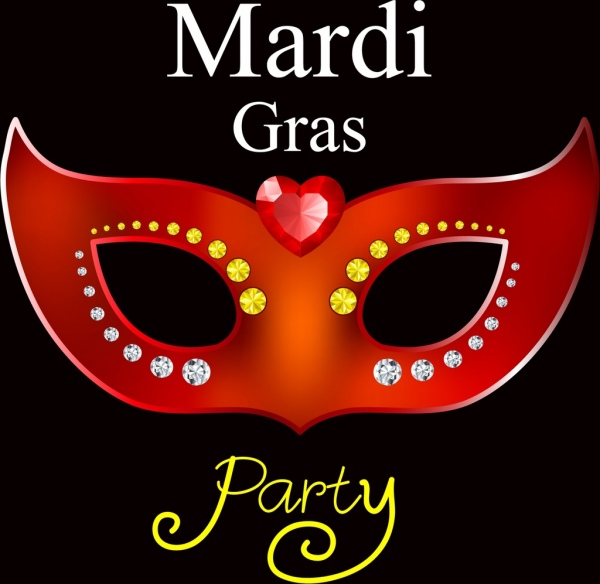 mardi gras party banner gemstone mask icon decor 