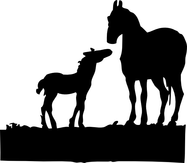 Mare And Foal clip art 
