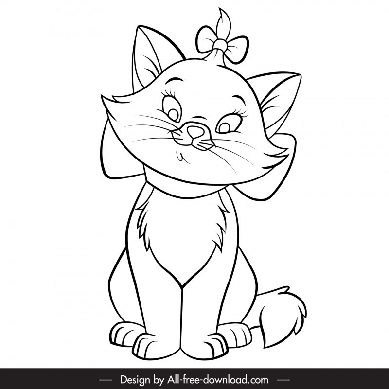 marie kitty icon lovely handdrawn cartoon outline 
