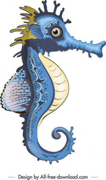 marine symbol background seahorse icon colorful design