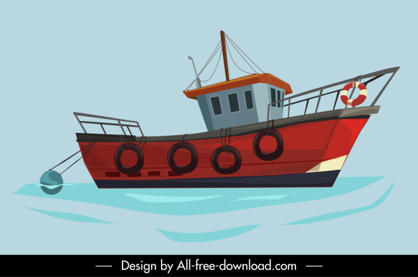 maritime painting classic fishing boat sketch