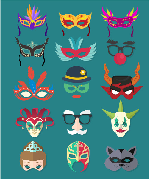 masquerade masks collection in various colors styles