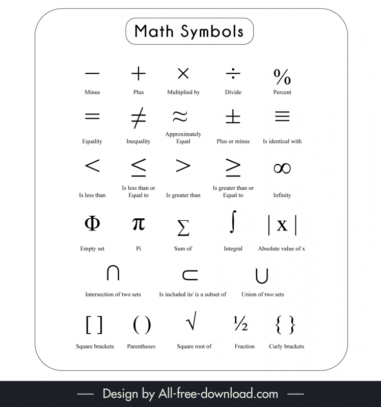 mathematical symbols design elements flat black white design 