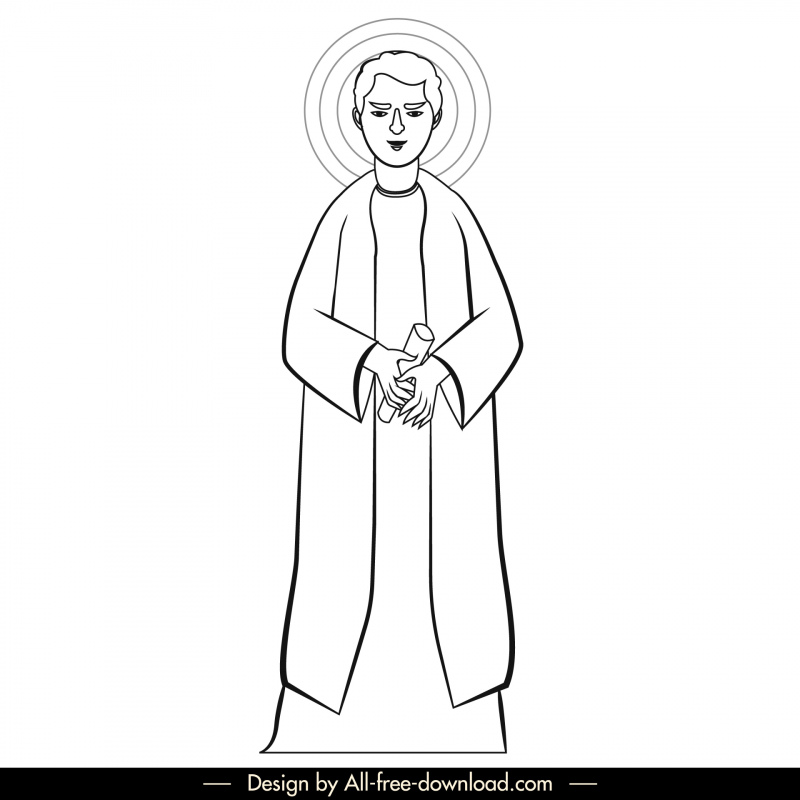 matthew christian apostle icon black white cartoon character outline