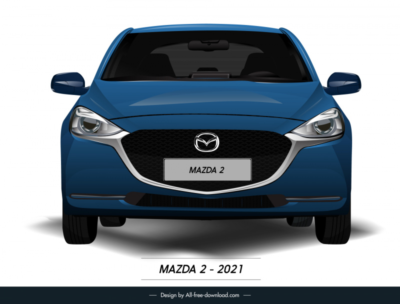 mazda 2 2021 car model advertising template modern symmetric front view sketch