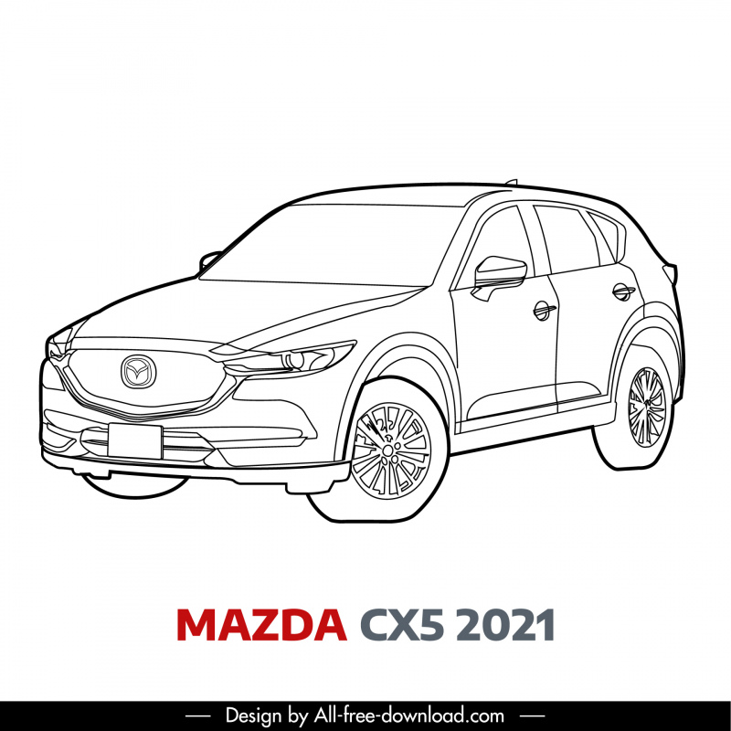 mazda cx5 2021 car model icon handdrawn 3d outline  