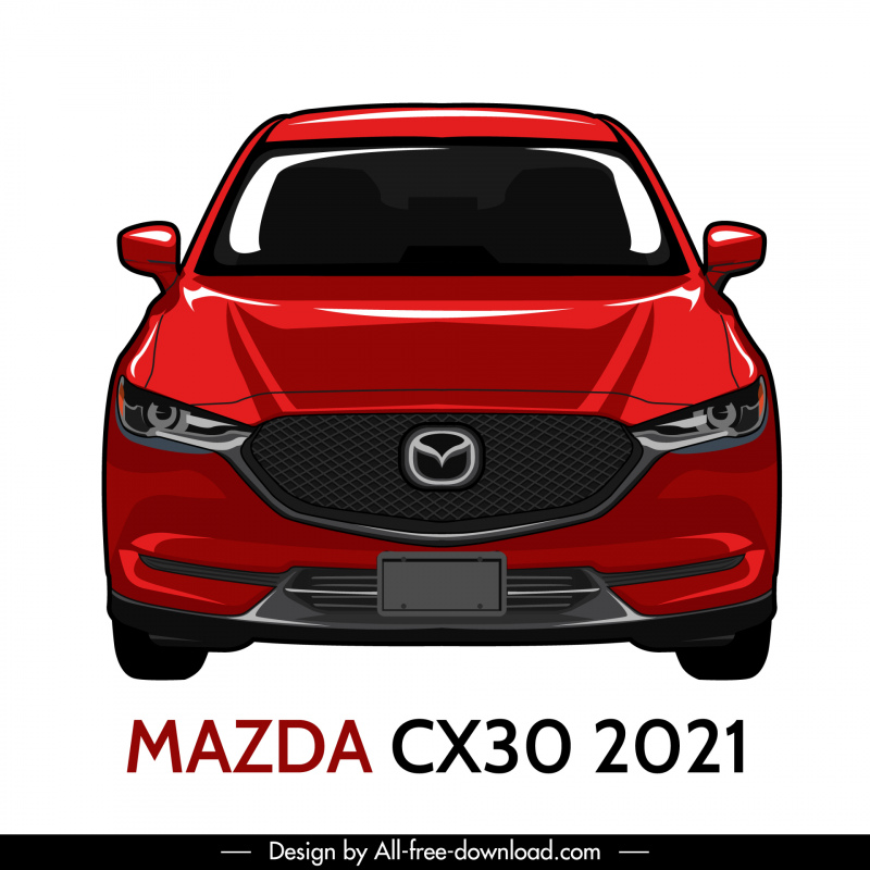 mazda cx 30 2021 car model icon symmetric front view modern sketch