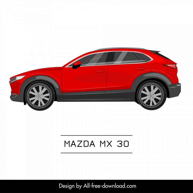 mazda mx 30 car model icon flat side view sketch
