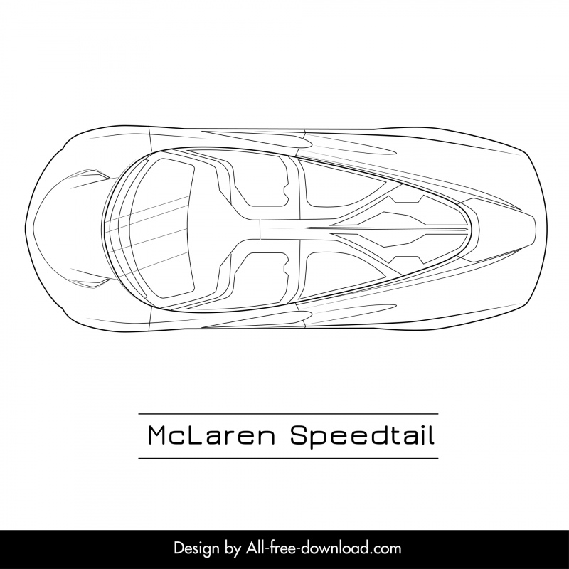 mclaren speedtail car model icon flat top view handdrawn outline