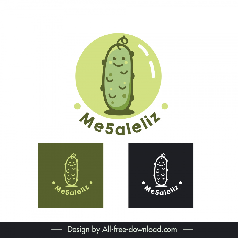 me5aleliz pickles brand logo cute stylized cucumber handdraw