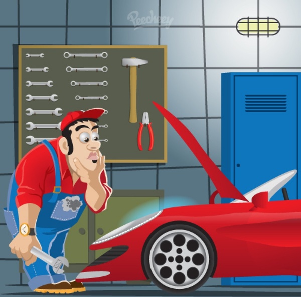 mechanic workshop illustration