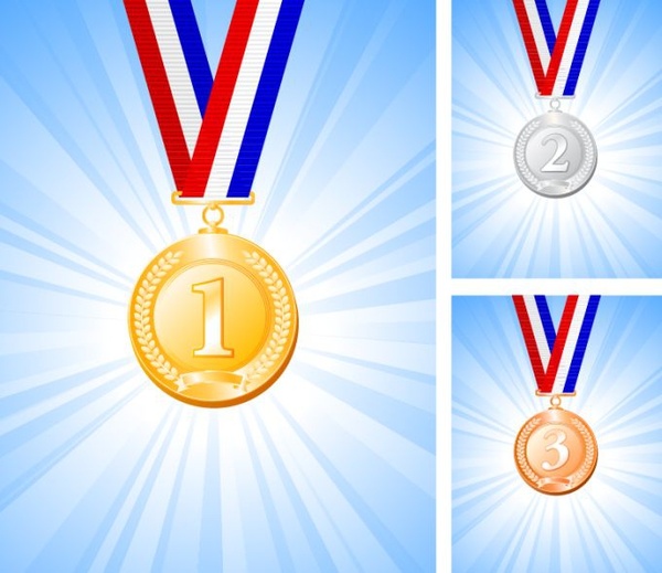 medal icons templates classical gold silver bronze design