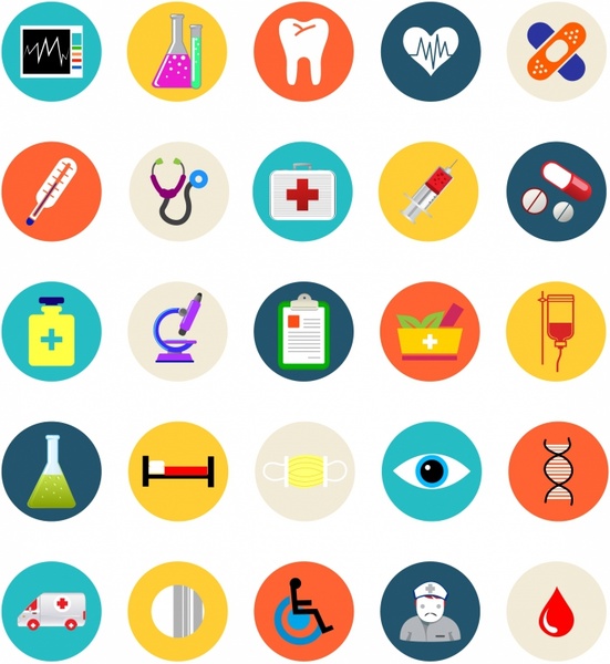 Medical And Healthcare Flat Icons Set Free Vector In Adobe Illustrator Ai Ai Encapsulated Postscript Eps Eps Format For Free Download 1 32mb