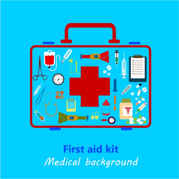 medical background design with colored first aid kit