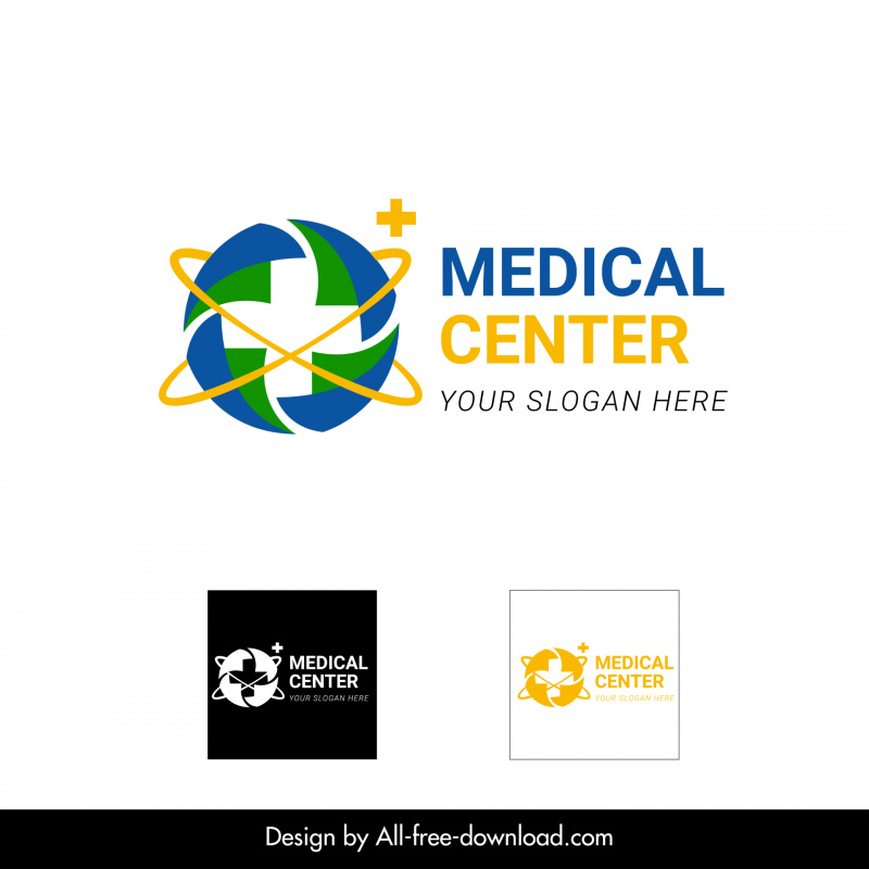 medical center logo template dynamic circle medical cross shape outline 