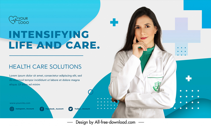 medical healthcare banner template modern elegant woman doctor 