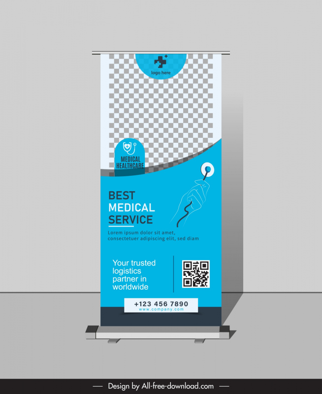 medical healthcare poster template elegant checkered standee 