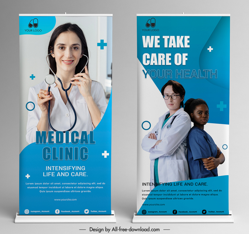 medical healthcare poster template standee realistic design 
