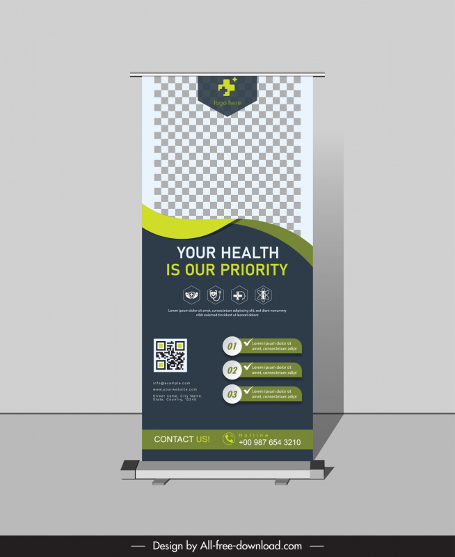 medical healthcare template elegant checkered standee shape