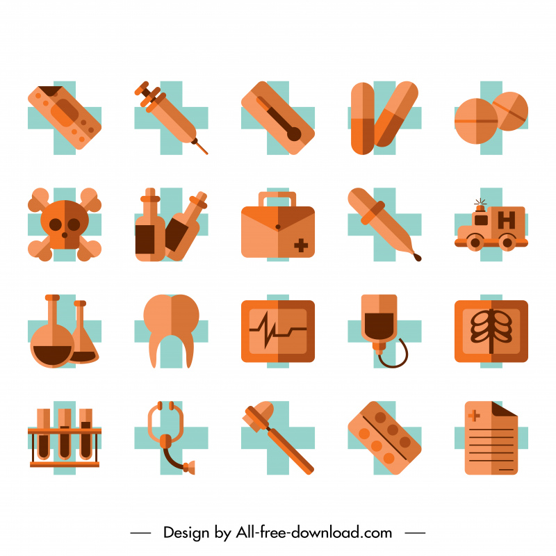 medical icon sets flat object symbols sketch