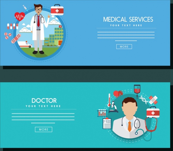 medical service banners webpage design doctor icon