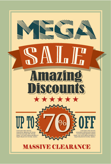 mega sale advertising poster retro vector