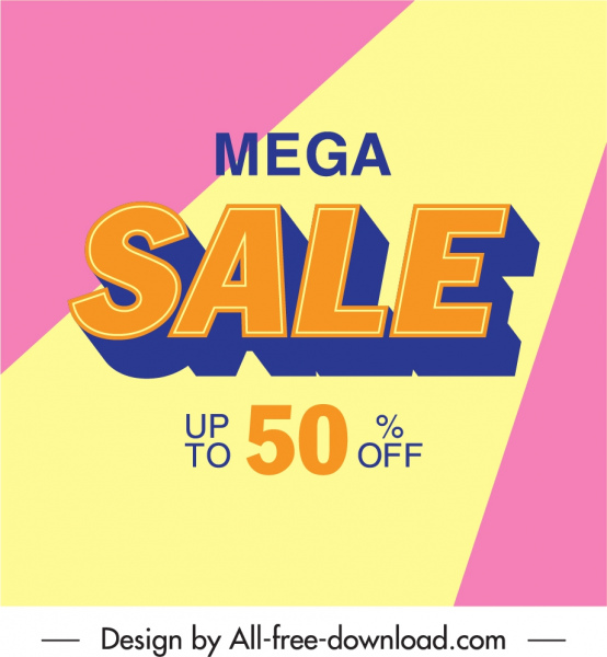 mega sale poster bright colorful texts decor