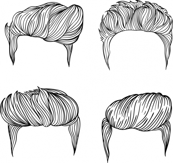 Men hairstyles collection black white sketch Vectors graphic art designs in  editable .ai .eps .svg .cdr format free and easy download unlimit id:6833997