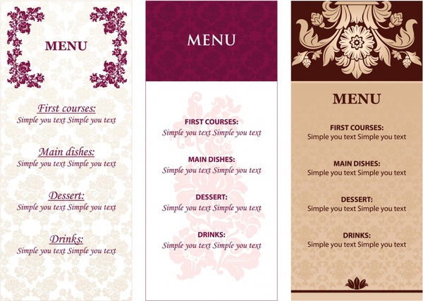 restaurant menu templates elegant decor classic design