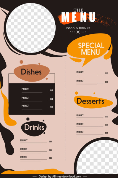 menu background template dark elegant classical grunge flat