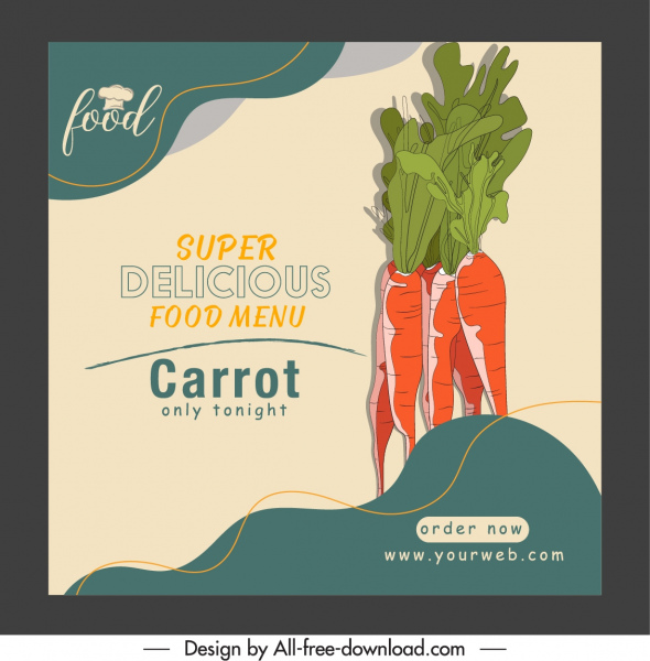 menu cover template retro handdrawn carrot sketch 
