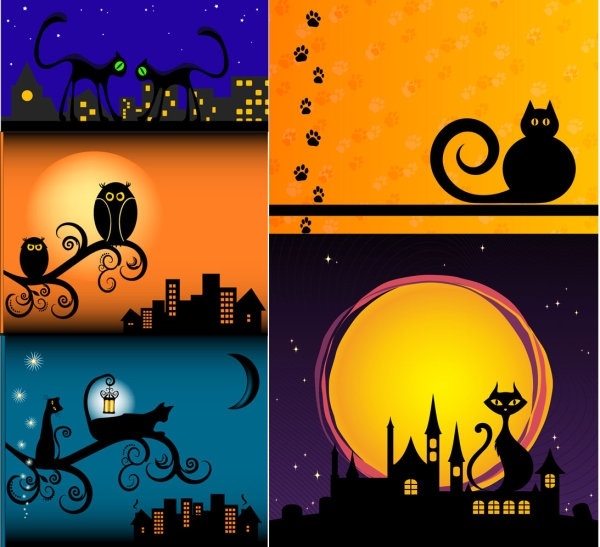 meow cat silhouette vector