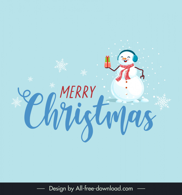 merry christmas and happy new year card template snowman holding gifts calligraphy decor