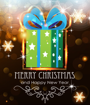 merry christmas and new year greeting cards vectors