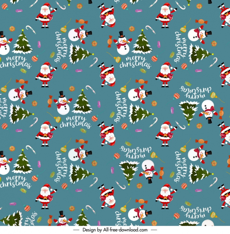 merry christmas pattern template flat classic xmas elements