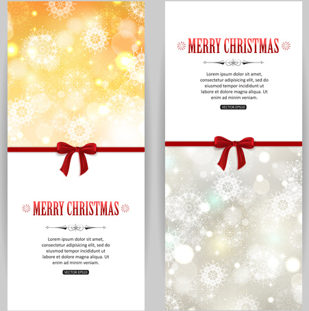 merry christmas red bow greeting card vector
