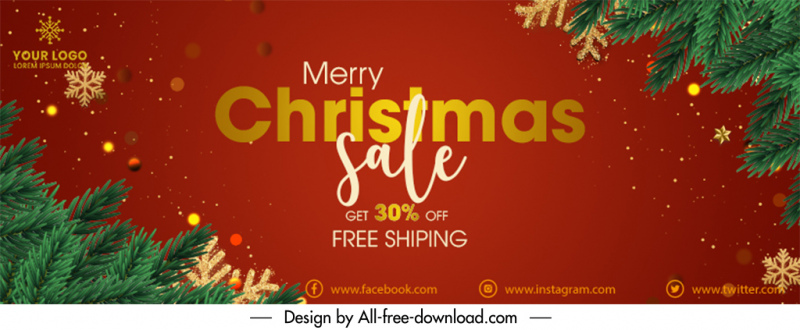 merry christmas shop sale facebook background template elegant xmas elements decor 