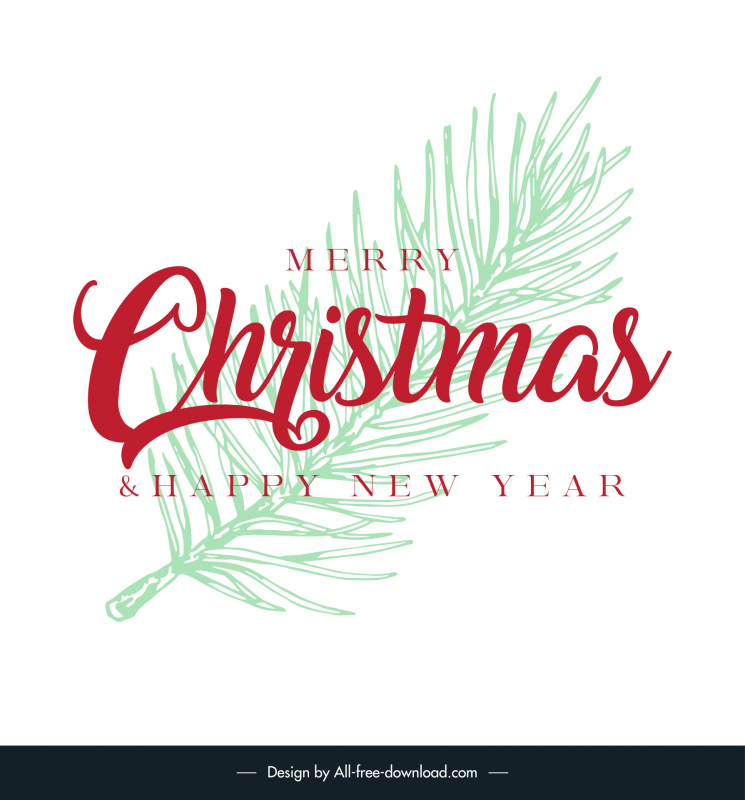 merry christmas typography poster template flat handdrawn leaf texts decor
