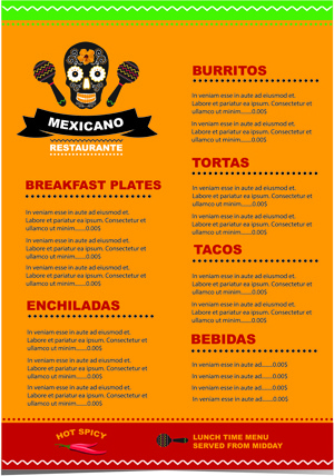 mexican restaurant menu creative vector