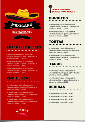 mexican restaurant menu creative vector