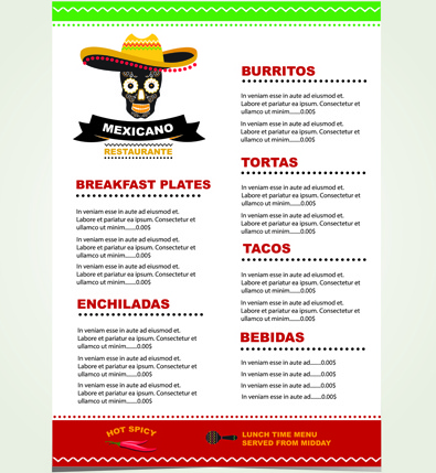 mexican restaurant menu creative vector