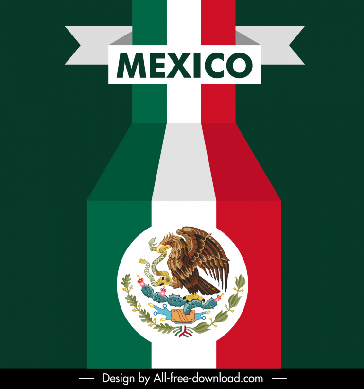 mexico banner template 3d flag elements decor 