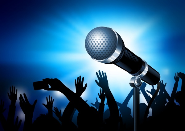music background modern dynamic audiences silhouette 3d microphone