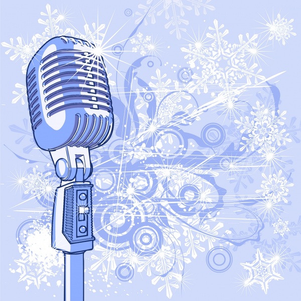 music background microphone icon sparkling 3d sketch