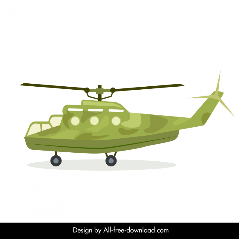 military helicopter icon bright green flat sketch