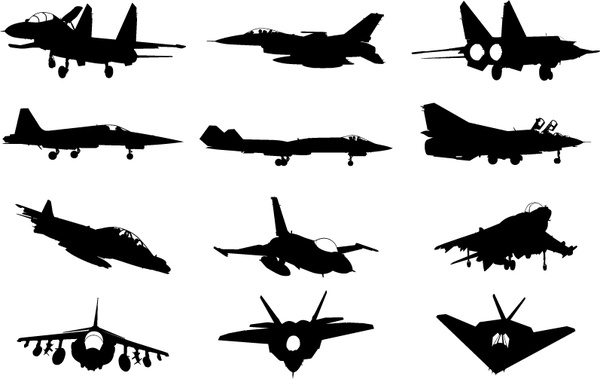 military plane silhouette vector pack
