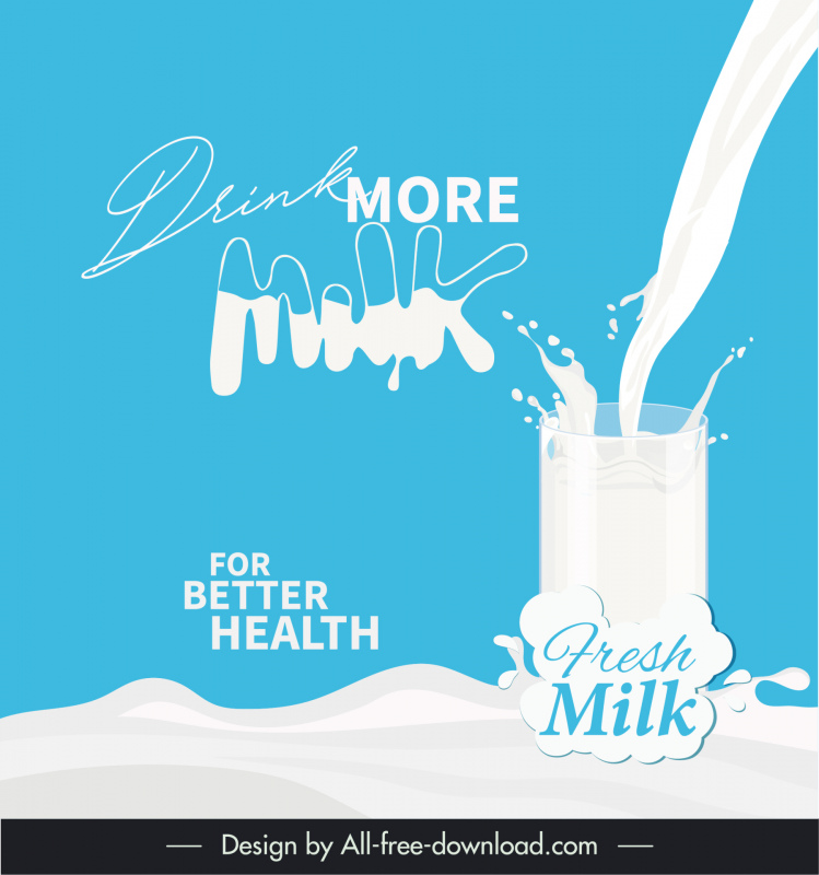 milk advertising banner template modern dynamic liquid glass sketch 